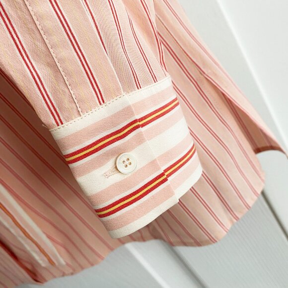 Loro Piana Pink Striped Silk Blouse, size 42. Fits like a size 6/8 - Picture 4 of 7